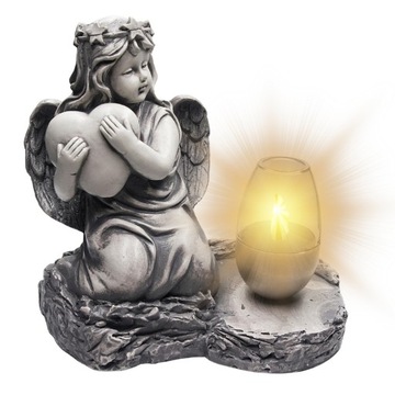 СЕРАЯ ГИПСОВАЯ ФИГУРКА Гробница СОЛНЕЧНАЯ СВЕТОДИОДНАЯ ЛАМПА