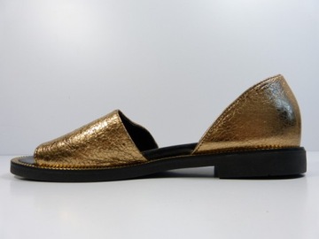 Złote klapki sandały skórzane wygodne Karino 37