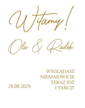 NAKLEJKA ŚLUBNA NA LUSTRO: WITAMY! IDŹ I TAŃCZ! 50x40 LUSTRZANA