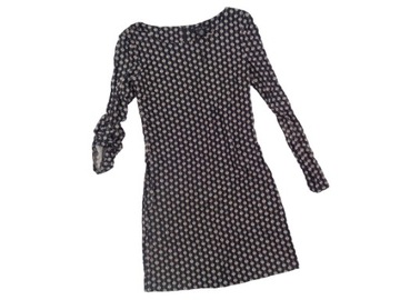 34-36 AMISU GŁADKA BLACK SUKIENKA ORNAMENT w147