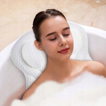 ЭРГОНОМИЧНАЯ ПОДУШКА ДЛЯ ВАННЫ, МЯГКАЯ И УЮТНАЯ ПОДГОЛОВНИК ДЛЯ ВАННЫ, БЕЛЫЙ