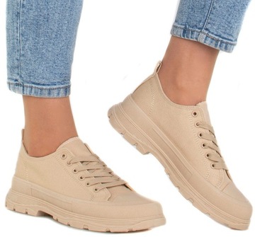БЕЖЕВЫЕ КРОССОВКИ НА НИЗКОЙ ПЛАТФОРМЕ PALLADI 38