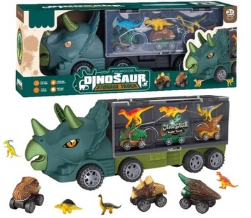 Duża Laweta Tir z Napędem Walizka Auta Dinozaury DINOZAUR FIGURKI Z NAPĘDEM