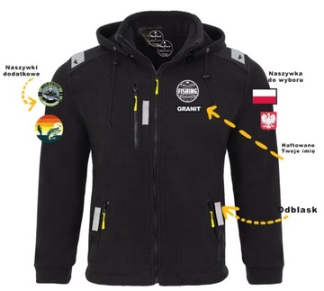 Rejsowy Polar Premium z haftowanym imieniem i dowolną naszywką Czarny 3XL