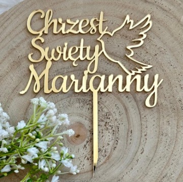 Крещение любым именем Крещение Голубь Топпер Имя Золотой ПЛЕКСИ 14см