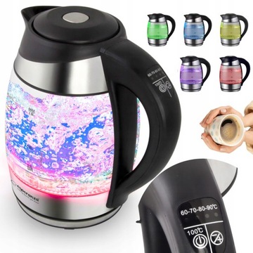 CZAJNIK ELEKTRYCZNY BEZPRZEWODOWY REGULACJA TEMPERATURY PODŚWIETLANY LED