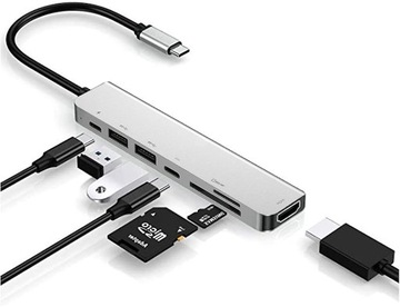 Концентратор USB C с HDMI 4K, блоком питания 87 Вт и портами USB