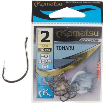 Haczyki Kamatsu TOMARU nr 2 Black Nickel z oczkiem 10 szt lin karaś leszcz