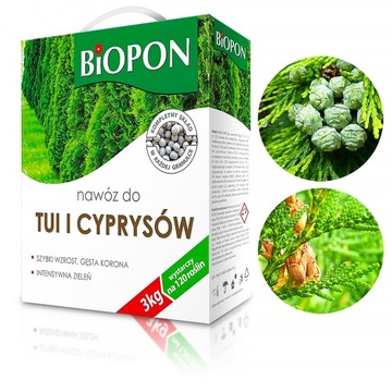 Biopon Silny nawóz do TUI i cyprysów OCHRONA przed CHOROBAMI + Magnez 3 kg