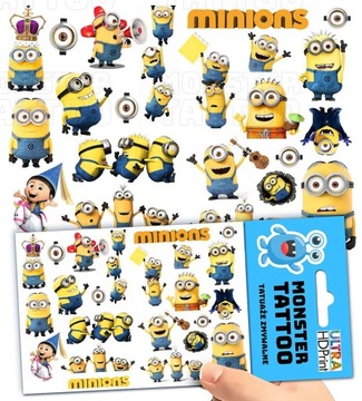 TATUAŻE ZMYWALNE TYMCZASOWE DLA DZIECI DZIECIĘCE MINIONKI WZORY ORYGINALNE