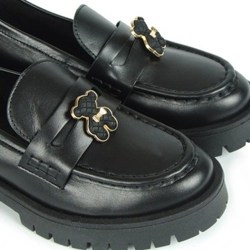 CHEBELLO 4291 ЧЕРНЫЕ КОЖАНЫЕ МОКАСИНЫ С ДЕКОРАЦИЕЙ 38