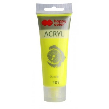 FARBA AKRYLOWA 75ML ZOLTY FLUO 101 HAPPY COLOR