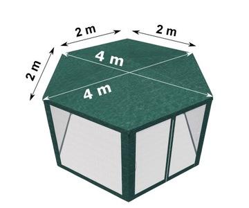 ПОКРЫТИЕ ДЛЯ САДОВОГО ПАВИЛЬОНА 6 x МОСКИТНАЯ СЕТКА + КРЫША для ТЕНТА Беседка 4х4м