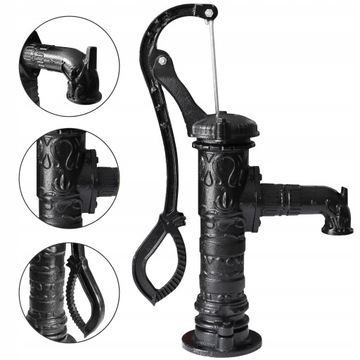 ABISYNKA OZDOBNA POMPA ŻELIWNA RĘCZNA CZARNA OGRODOWA DELUX -WYSOKA JAKOŚĆ!