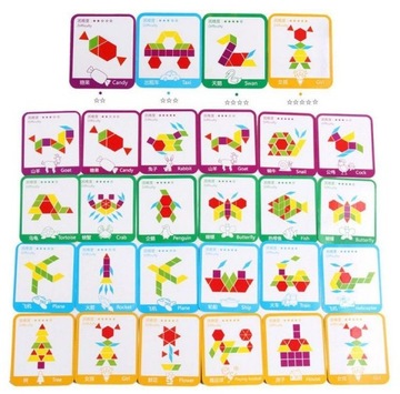 ПАЗЛ ДЕРЕВЯННЫЕ БЛОКИ МОНТЕССОРИ 155 деталей мозаика