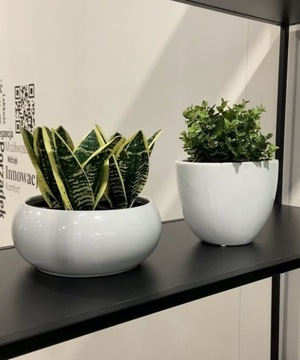 Белый вазон Ø 31 см белая чаша для композиции из орхидей и суккулентов