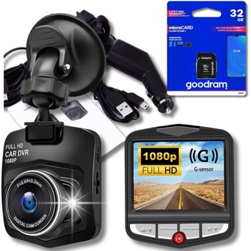 Kamera samochodowa wideo rejestrator jazdy FHD G-Sensor PL MENU KARTA 32GB