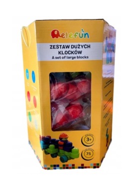 ZESTAW DUŻYCH KLOCKÓW - ELEFUN 75 ELEMENTÓW
