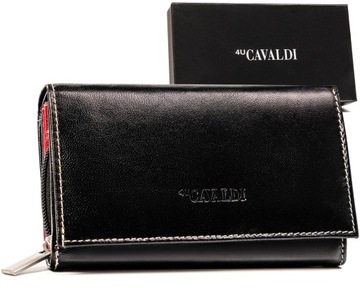 Cavaldi damski portfel za zatrzask skórzany RFID