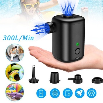 PRZENOŚNA POMPKA ELEKTRYCZNA NA KEMPING I NA ZEWNĄTRZ, 3000MAH, Z 4 DYSZAMI