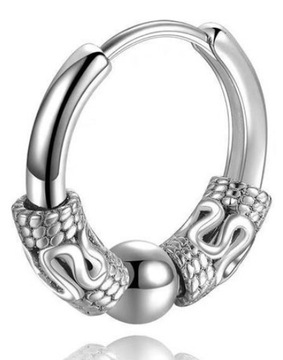 Kolczyk Do Ucha HUGGIE Retro Punk Smok Gothic STAL