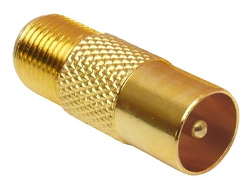 Adapter antenowy RF TV/wt-F/gn HQ GOLD 75Ohm