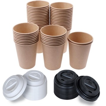 КОФЕЙНЫЕ БУМАЖНЫЕ КРУЖКИ 250МЛ ЭКО КРАФТ + КРЫШКИ 100 ШТ (для перепродажи)