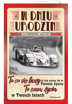 Kartki urodzinowe dla mężczyzn formuła 1 lux U52