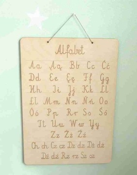 Drewniany Alfabet edukacyjny LITERY MONTESSORI A5