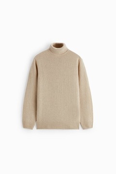 ZARA MAN SWETER GOLF BEŻ WEŁNA XL