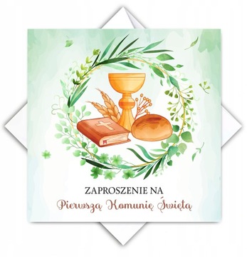 Zaproszenia na komunię Świętą Pierwsza Komunia + Koperta tryptyk