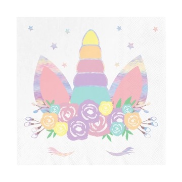 Serwetki papierowe Jednorożec białe 10 szt unicorn