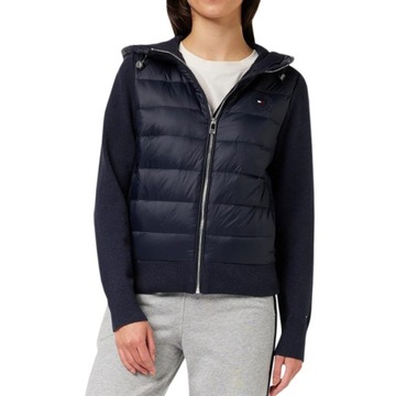 -33% TOMMY HILFIGER KURTKA PUCHOWA DAMSKA KNIT GRANATOWA S