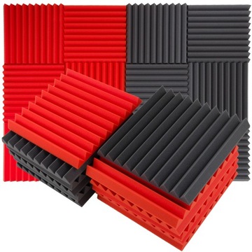 Pianki akustyczne panele klin szary czerwony 5cm do pokoju dziecięcego