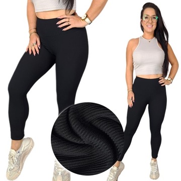 LEGINSY DŁUGIE WYSOKI STAN PRĄŻKOWANE - 4XL/5XL