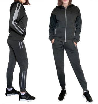 Ciepły DAMSKI dres DRESY z KAPTUREM 9145 KOMPLET amarant L
