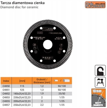 TARCZA DIAMENTOWA PEŁNA CIENKA 180x2 25,4/22,23 GRES CERAMIKA RICHMANNC4861