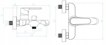 Смеситель для ванны с тропическим душем WASHBASIN, высокий, ЧЕРНЫЙ