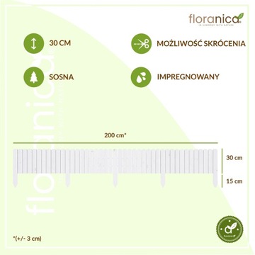 Гибкий деревянный забор Floranica Rollborder - 200 x 30 см - Белый