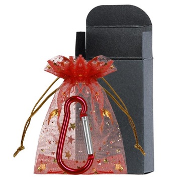 Подарочная упаковка, коробка, картон, шифоновый мешочек, карабин.