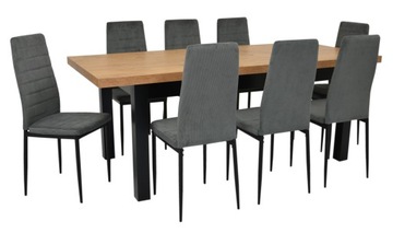 8 x LOFT krzesła metal + stół 2,5 m blat DĄB CRAFT