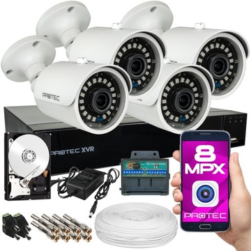 JAKOŚĆ PREMIUM ZESTAW MONITORINGU KAMERY 4K 8MP PODGLĄD ONLINE ZEWNĘTRZNE