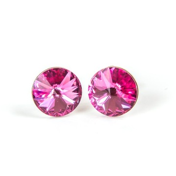 Srebrne Kolczyki 925 z kr. Swarovski Rivoli 6 Rose