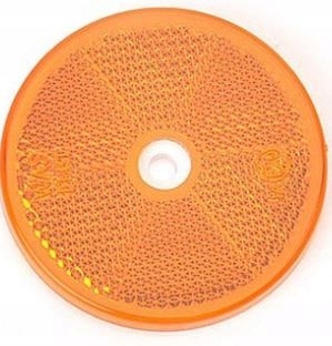 Odblask żółty z otworem montażowym fi60