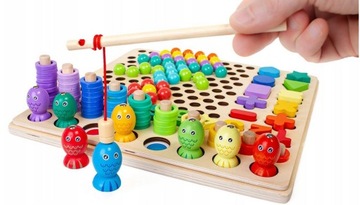 Головоломка Деревянные Блоки Шарики Рыбки Монтессори
