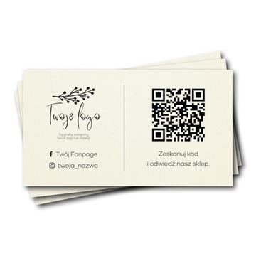 Wizytówki z kodem QR, kremowe eko 250g jednostronne, gotowy szablon 100szt