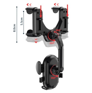 ДЕРЖАТЕЛЬ ТЕЛЕФОНА, ПРИКРЕПЛЕННЫЙ К ЗЕРКАЛУ 360°