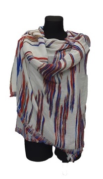 Duży bawełniany szal w kolorowe paski DESIGUAL