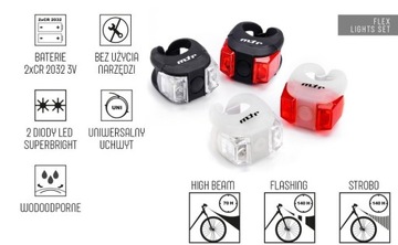 КОМПЛЕКТ ФОНАРОВ ВЕЛОСИПЕДНЫЕ ФОНАРИ ПЕРЕДНЯЯ ЗАДНЯЯ ЧАСТЬ