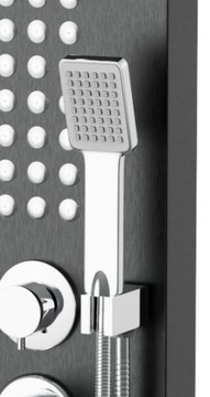 Душевая панель Naomi Black + стеклянная полка + водопад + излив + гидромассаж